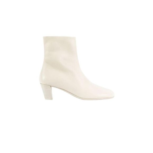 MARSELL Women's Leather Ankle Boots with Block Heel Women WHITE